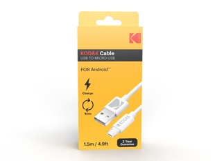KODAK kabel USB &lt;-&gt; MICRO USB, 1,5m, bílý